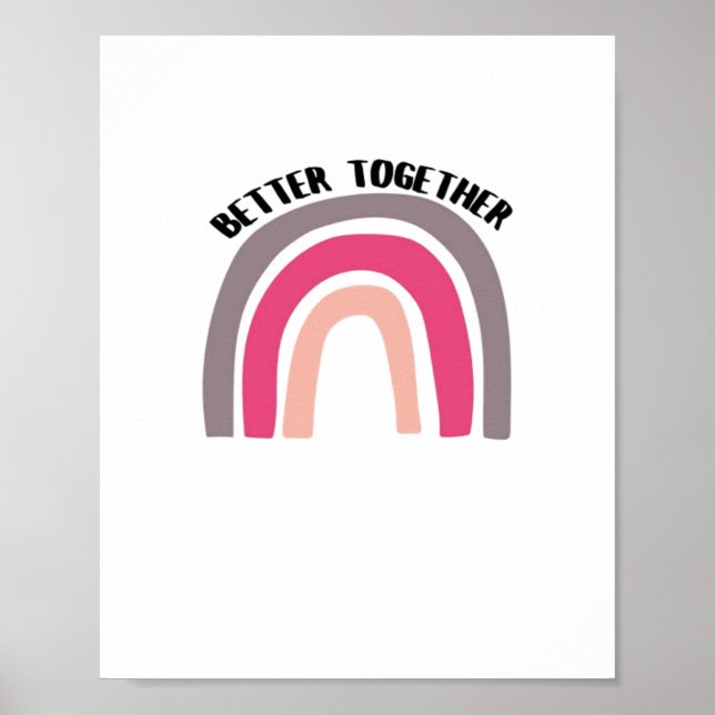 Poster Melhor Juntos Estética Alegre Arco-íris (Frente)
