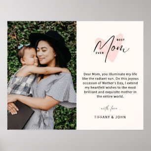 Poster Melhor Mãe Alguma Vez Cor-de-Rosa Mensagem Bonita
