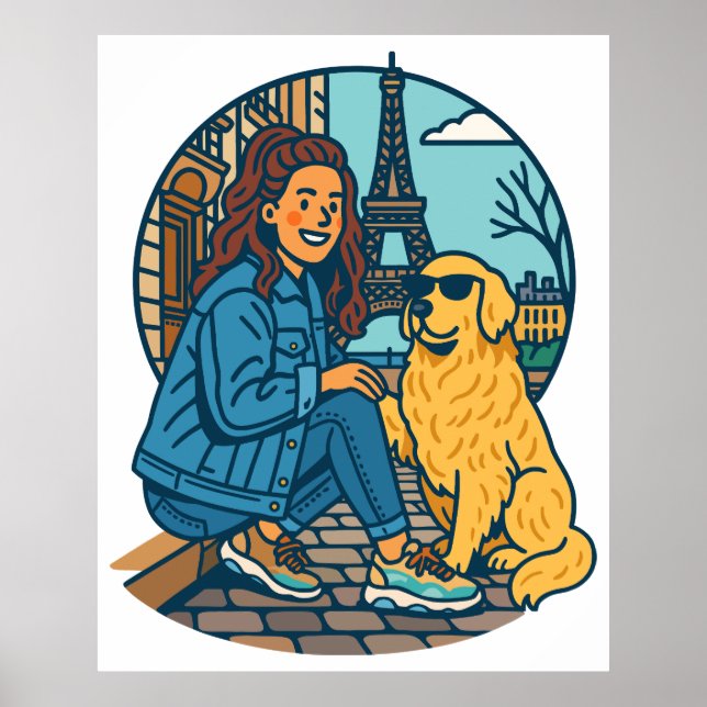 Poster Melhor Mãe de Cachorro do Mundo em Paris (Frente)