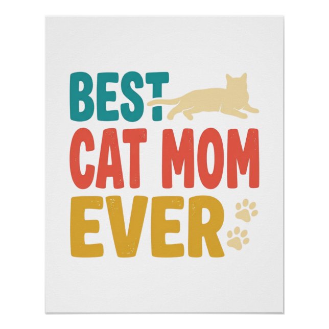 Póster Melhor Mãe de Gato de Todos os Tempos Design de Ga (Frente)