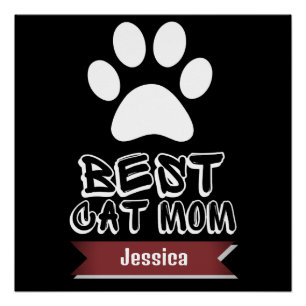 Póster melhor mãe de gato, mãe de mamãe personaliza o nom