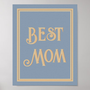 Poster Melhor Mãe Dusty Blue Vintage Tipografia