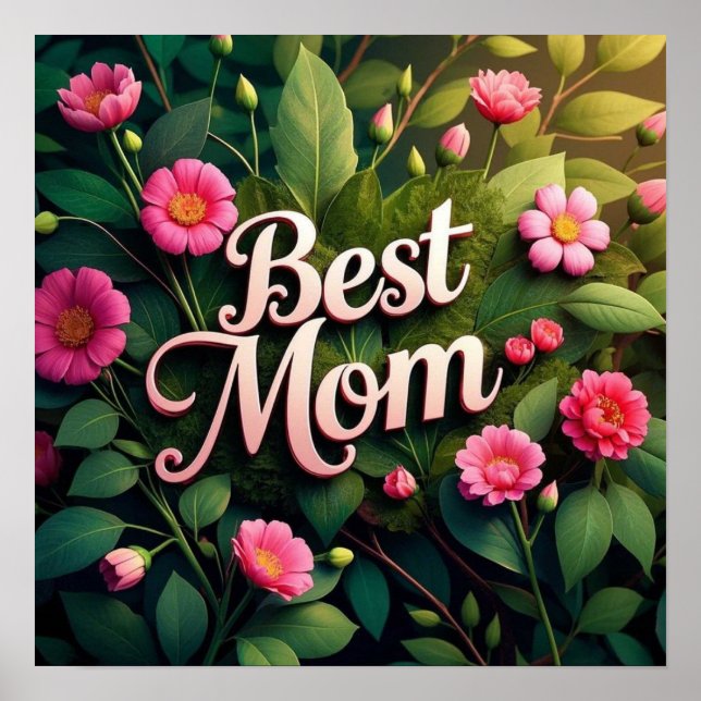 Poster Melhor Mãe Flor Floral Para Dia de as mães (Frente)