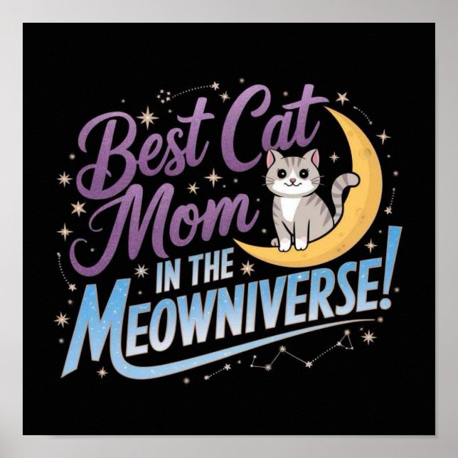 Poster Melhor Mãe Gato no 🌙 Meowniverse 🐾 ✨ (Frente)
