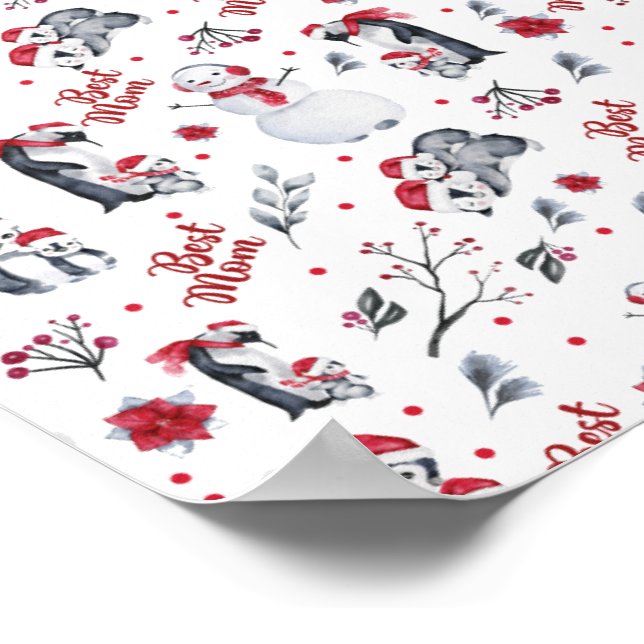 Poster Melhor Padrão de Natal da Mãe Pinguim (Borda)