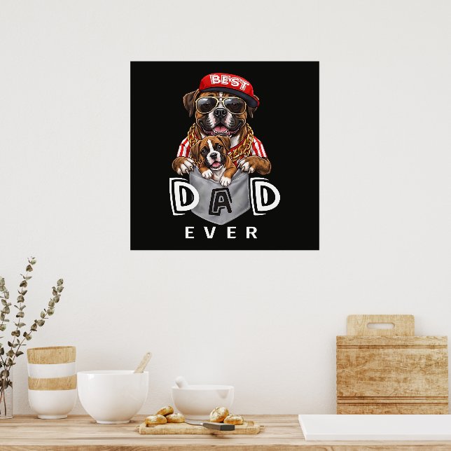 Poster Melhor Pai Boxer de Todos os Tempos (Cozinha)
