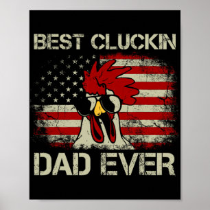 Poster Melhor Pai Cluckin Já American Flag Pai de Frango
