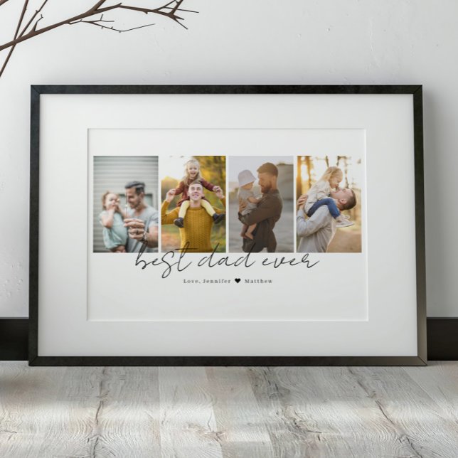 Poster Melhor Pai De 4 Fotos Personalizadas (Criador carregado)