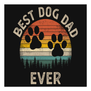Póster Melhor Pai de Cachorro de Todos os Tempos Vintage