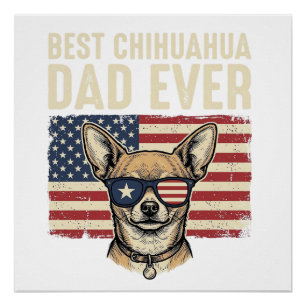 Póster Melhor Pai de Chihuahua de Sempre Desenho Patrióti