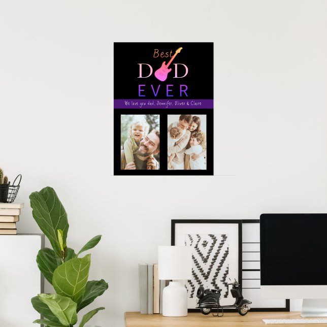 Poster Melhor Pai de Colagem de Fotografias Legal Dia de  (Escritório em casa)