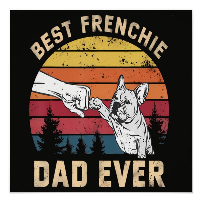 Póster Melhor Pai Frenchie Retro de Todos os Tempos (Frente)