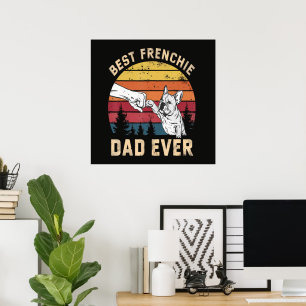 Poster Melhor Pai Frenchie Retro de Todos os Tempos