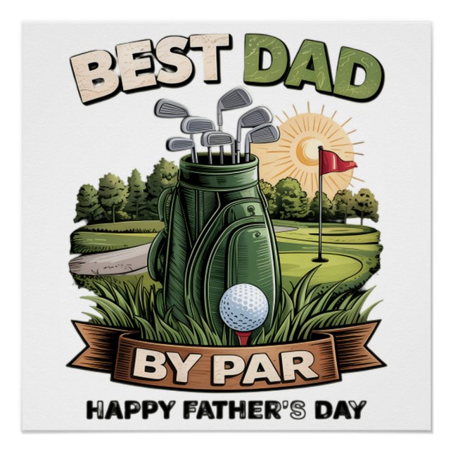 Póster Melhor Pai Pelo Par Pai de Golfe Engraçado (Frente)