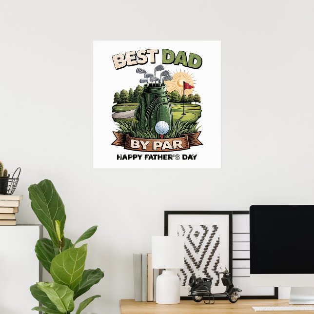 Poster Melhor Pai Pelo Par Pai de Golfe Engraçado (Escritório em casa)