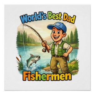 Póster Melhor Pai Pescador pelo Lago Divertida Ideia de P