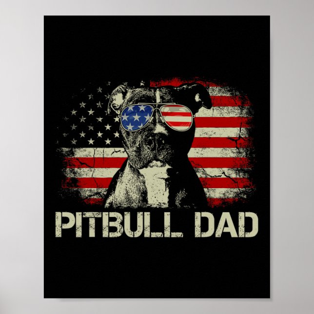 Poster Melhor Pai Pitbull Alguma Vez Camisa Bandeira Amer (Frente)
