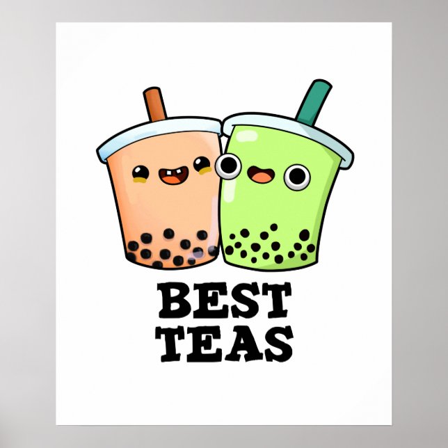 Poster Melhor Teas Engraçadas Besties Boba Tea PUn (Frente)