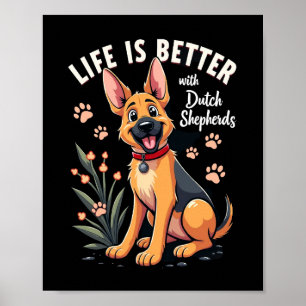Poster Melhor vida com Dutch Shepherd camiseta regata