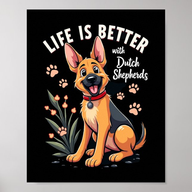 Poster Melhor vida com Dutch Shepherd camiseta regata (Frente)