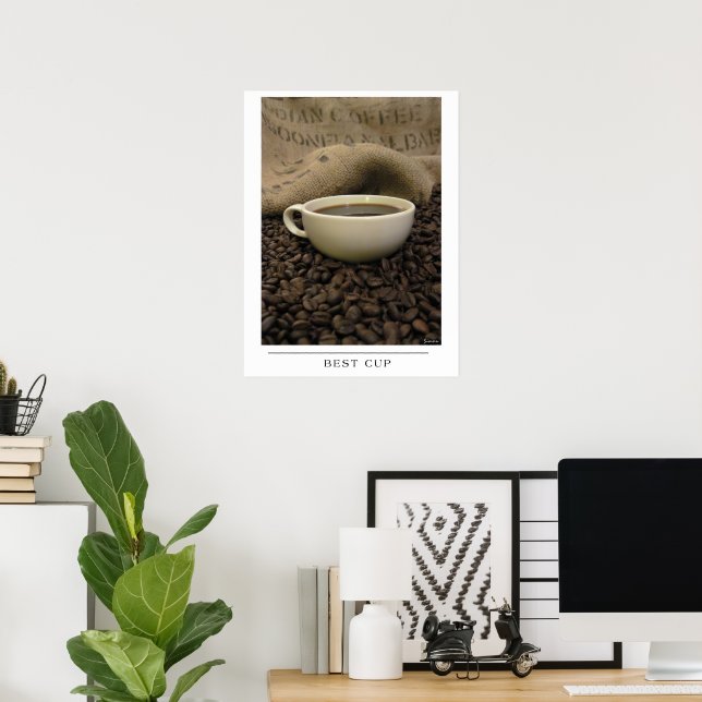 Poster Melhor Xícara - Enviar Arte de Café (Escritório em casa)
