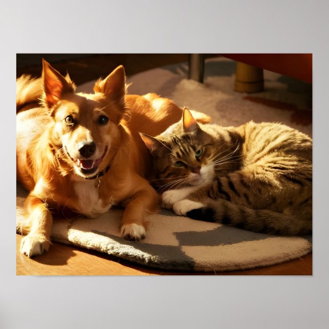 Poster Melhores Amigos de Animais: Cachorro Laranja e Gat (Frente)