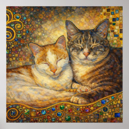 Poster Melhores Amigos Gatos inspirados em Klimt