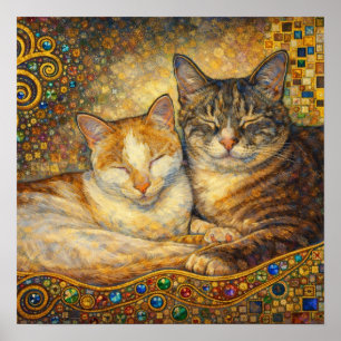 Poster Melhores Amigos Gatos inspirados em Klimt
