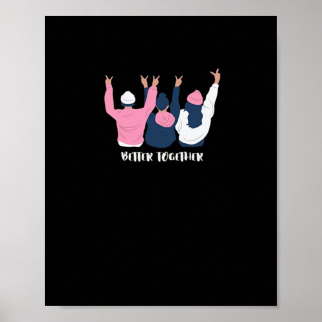 Poster Melhores Amigos Juntos Estilo de Citação Positiva  (Frente)