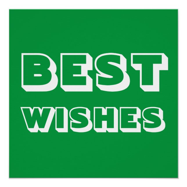 Póster Melhores Desejos, Boa Sorte, Verde Branco (Frente)