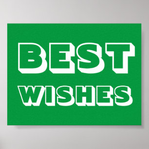Poster Melhores Desejos, Boa Sorte, Verde Branco