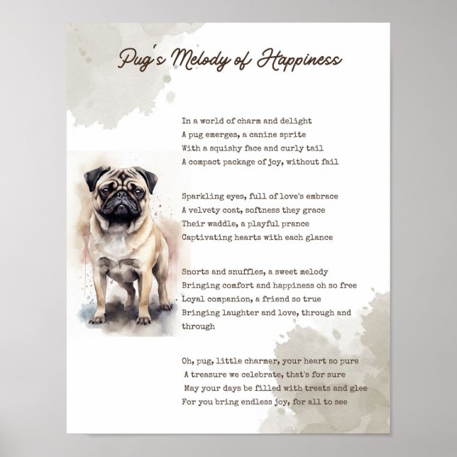Poster Melodia da Felicidade do Pug (Frente)