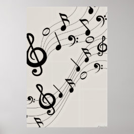 Poster Melodias Dançantes: Padrão de Notas Musicais Fluíd