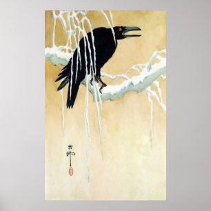 Póster Melro na neve, Ikeda Koson