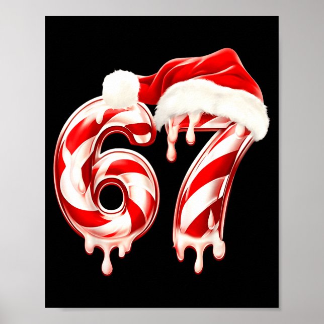 Poster Melting Candy Cane 67 Christmas Design, Santa Hat  (Frente)