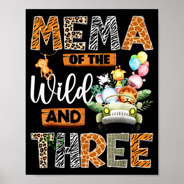 Poster Mema Of The Wild And Three 3rd Birthday Boy Safari (Frente)