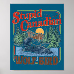 Poster Meme bobo do lobo canadense de hóquei aquecido