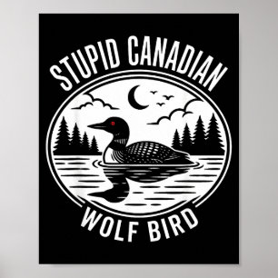 Poster Meme bobo do lobo canadense louco de hóquei no gel