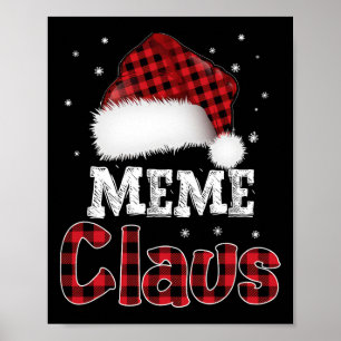 Poster Meme Claus Christmas Red Xadrez Pajama Match