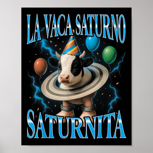 Poster Meme de Brainrot Italiano La Vaca Saturno Saturnit (Frente)