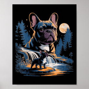 Poster Meme de bulldog francês feminino uivando para a lu