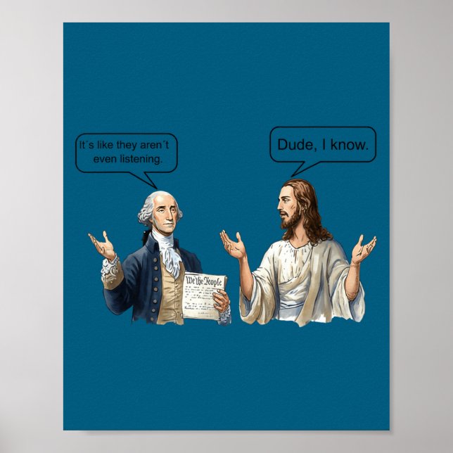 Poster meme de discussão entre George Washington e Jesus  (Frente)