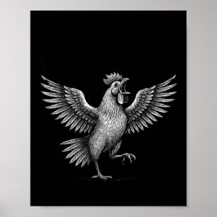Poster Meme de Frango Caw Ditos Engraçados Humor de Galo 