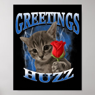 Poster Meme de Gato Gatos Bobos Cumprimentos Huzz Rosa En