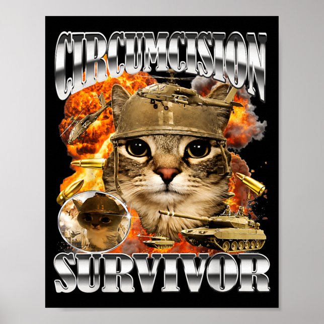 Poster Meme de Gato Sobrevivente à Circuncisão Bootleg En (Frente)