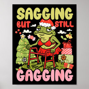 Poster Meme de Rã Engraçado de Natal Saguando Mas Ainda G