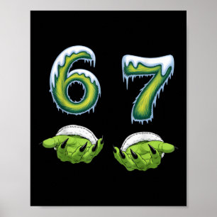 Poster Meme Divertido 67 Seis Sete Monstro Assustador Mão