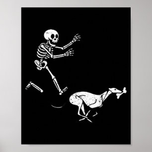 Poster Meme Divertido Greyhound Esqueleto Correndo Hallow