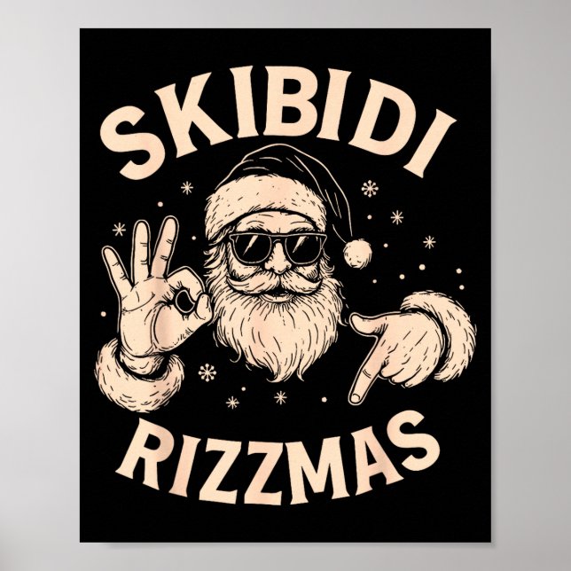 Poster Meme do Papai Noel Seis Sete 67 Sinal de Mãos Rizz (Frente)