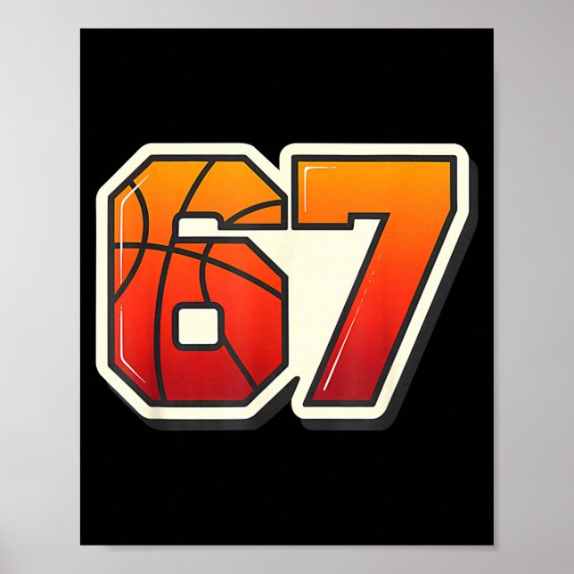 Poster Meme engraçado 67 Basquete Sorvete Drip Seis Sete (Frente)